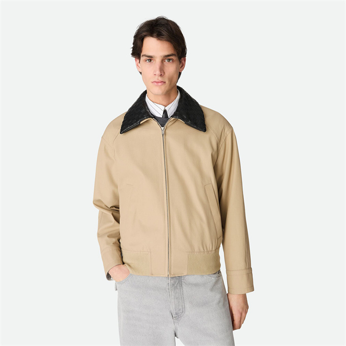 9a+ quality bottega veneta woven leather collar bomber jacket